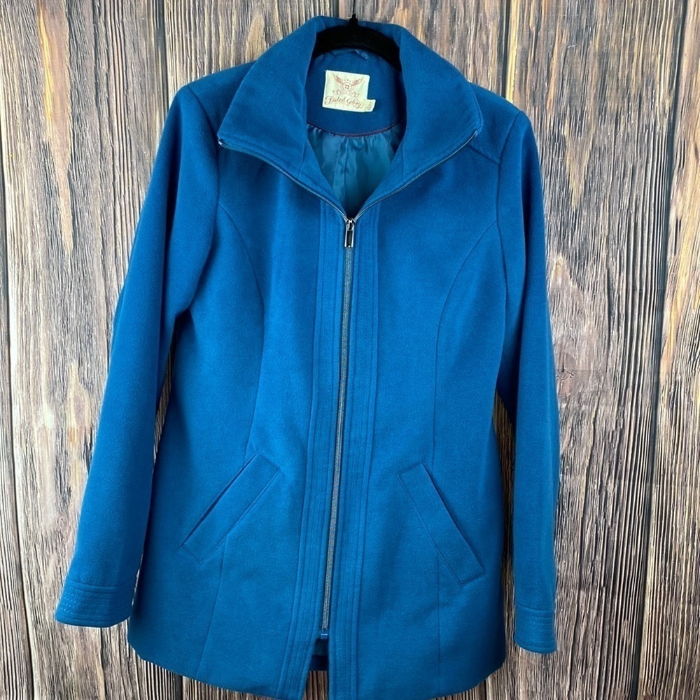 Faded Glory Woman’s Blue Pea Coat -Size Small 4-6